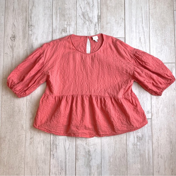 a new day Tops - LAST CHANCE A New Day | Puff Sleeve Baby Doll Blouse Coral